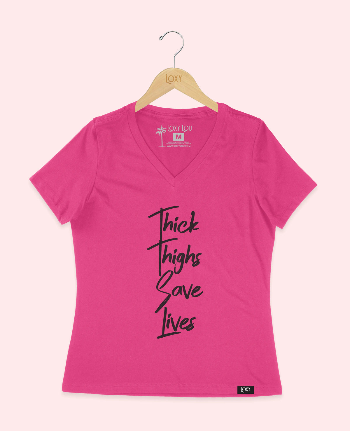 Berry V-neck 6405 Thick Thighs Save Lives Black.webp