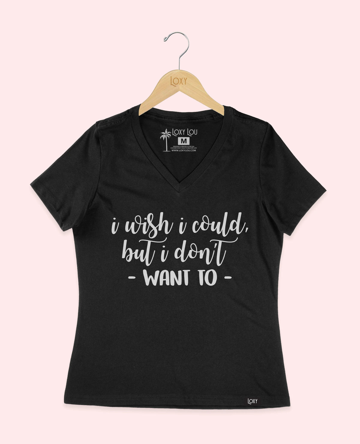 Black V-neck 6405 I wish I could but I dont want to White.webp