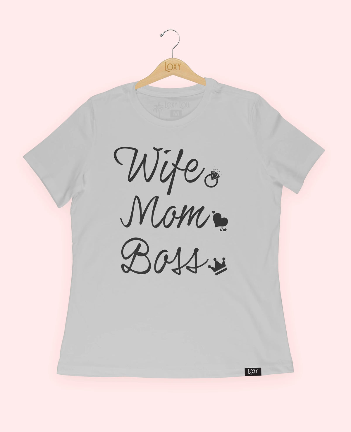 Silver Tee 6400 wife mom boss logo - white.webp